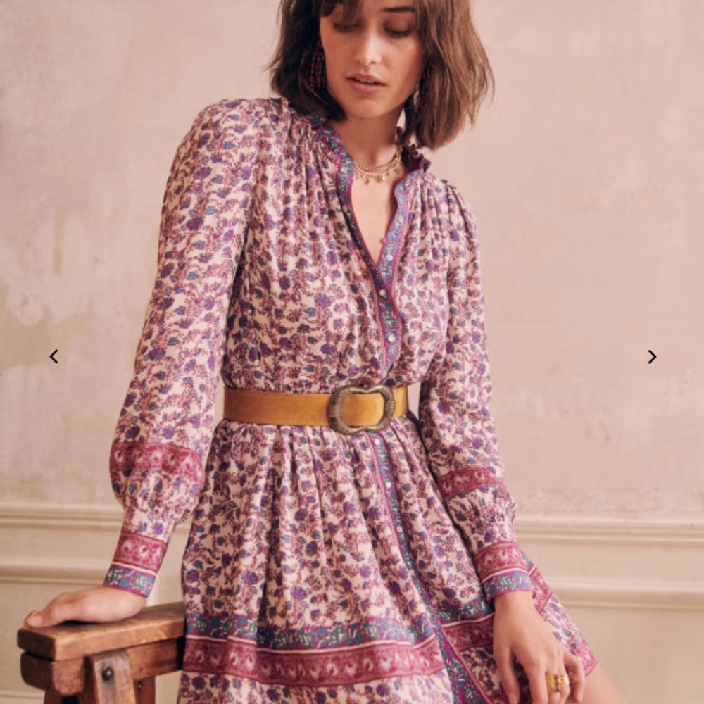 Sezane Floral Mini Dress - Pink and Purple